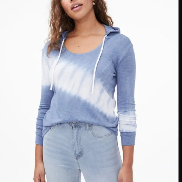 Aeropostale Blue Tie Dye Hoodie Tee Long Sleeve Pullover Women Size M 7382 - Picture 7 of 7